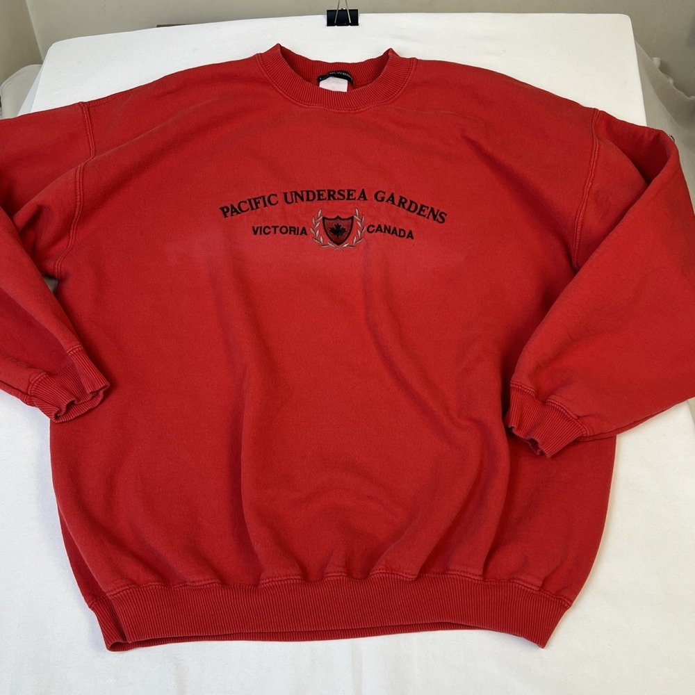 Levelwear Pacific Undersea Gardens Victoria Canada Red Sweatshirt XL Vintage